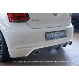 Rieger spoiler pod zadní nárazník pro Volkswagen Polo 6 6R 3-dvéř., 5-dvéř. před faceliftem r.v. 04/09-01/14, plast ABS bez povrchové úpravy, pro sportovní koncovku vlevo 115x85 mm Finální Výprodej