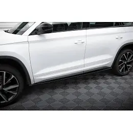 Ověřený Maxton Design difuzory pod boční prahy pro Škoda Kodiaq Mk1, Mk1 Facelift, černý lesklý plast ABS