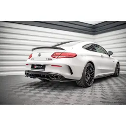 Akce Maxton Design středový spoiler pod zadní nárazník s žebrováním pro Mercedes třída C W205 Facelift/63 AMG/Coupe, černý lesklý plast ABS