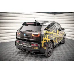 Dokud Zásoby Vydrží Maxton Design středový spoiler pod zadní nárazník s žebrováním pro BMW i3 Mk1 Facelift, černý lesklý plast ABS
