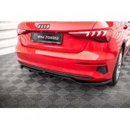Maxton Design středový spoiler pod zadní nárazník s žebrováním pro Audi A3 8Y, černý lesklý plast ABS, Sportback Ověřený