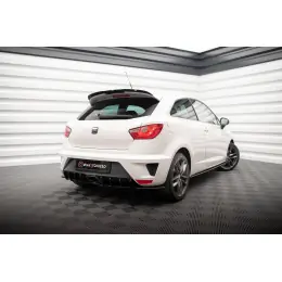 Zlevněný Maxton Design "Street Pro" difuzor zadního nárazníku pro Seat Ibiza Mk4, plast ABS bez povrchové úpravy, s černou a červenou linkou, Sport Coupe