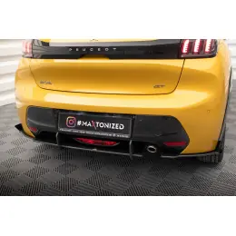 Maxton Design "Street Pro" boční difuzory pod zadní nárazník s křidélky pro Peugeot 208 GT Mk2, plast ABS bez povrchové úpravy, s černou a červenou linkou Výhodná Nabídka
