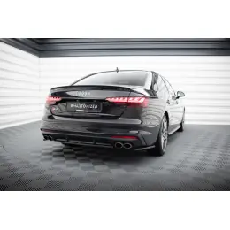 Omezená Nabídka Maxton Design středový spoiler pod zadní nárazník s žebrováním pro Audi S4 B9 FL, černý lesklý plast ABS