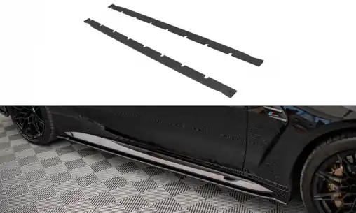 Expresní Doručení Maxton Design "Street Pro" difuzory pod boční prahy pro BMW M4 G82, plast ABS bez povrchové úpravy, s červenou linkou