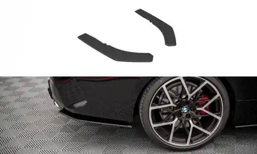 Maxton Design "Street Pro" boční difuzory pod zadní nárazník pro BMW řada 4 G22/M-Pack, plast ABS bez povrchové úpravy, s červenou linkou Must-Have