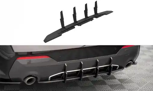 Maxton Design "Street Pro" difuzor zadního nárazníku pro BMW řada 4 G22/M-Pack, plast ABS bez povrchové úpravy, s červenou linkou Výprodej