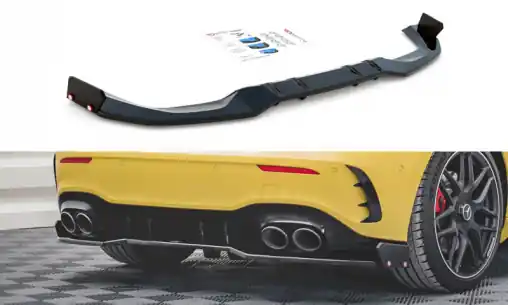 Maxton Design středový spoiler pod zadní nárazník s křidélky pro Mercedes třída A W177 45 AMG, černý lesklý plast ABS Přímo Od Výrobce