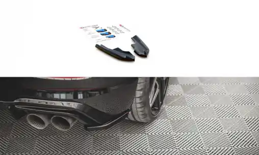 Poslední Šance Maxton Design boční difuzory pod zadní nárazník ver.4 pro Volkswagen Golf R Mk8, černý lesklý plast ABS