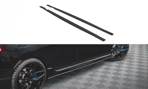Oblíbený Maxton Design "Street Pro" difuzory pod boční prahy pro Volkswagen Golf R Mk8, plast ABS bez povrchové úpravy, s červenou linkou