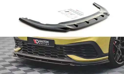 Bezpečná Platba Maxton Design spoiler pod přední nárazník ver.2 pro Volkswagen Golf GTI Mk8, černý lesklý plast ABS, Clubsport