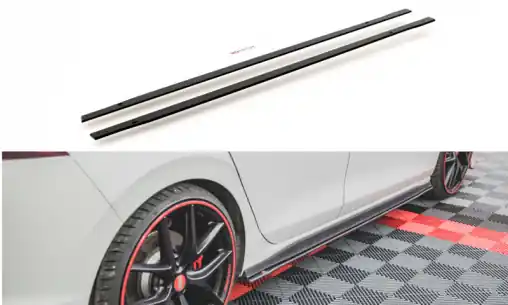 Maxton Design "Racing durability" difuzory pod boční prahy pro Volkswagen Golf GTI Mk8, plast ABS bez povrchové úpravy, s červenou linkou Nakupujte Hned