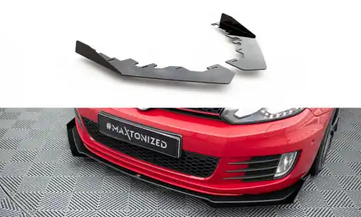 Maxton Design rohové spoilery pod přední nárazník pro Volkswagen Golf GTI Mk6, černý lesklý plast ABS Aktuální