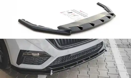 Horká Nabídka Maxton Design spoiler pod přední nárazník ver.1 pro Škoda Octavia RS Mk4, černý lesklý plast ABS