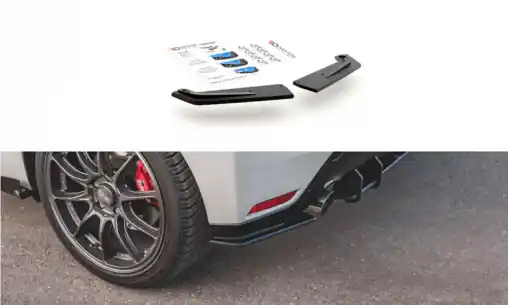 Ověřený Maxton Design "Racing durability" boční difuzory pod zadní nárazník pro Toyota GR Yaris Mk3, plast ABS bez povrchové úpravy, s červenou linkou