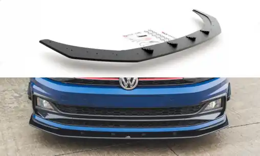 Maxton Design "Racing durability" spoiler pod přední nárazník pro Volkswagen Polo GTI Mk6, plast ABS bez povrchové úpravy Sezónní Sleva