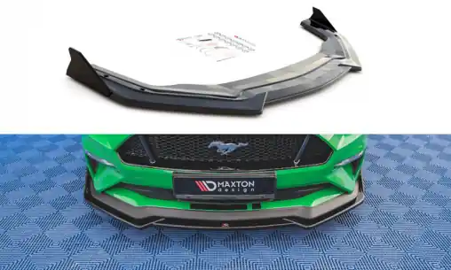 Maxton Design spoiler pod přední nárazník s křidélky ver.1 pro Ford Mustang MK6 GT Facelift, carbon-Look Finální Výprodej