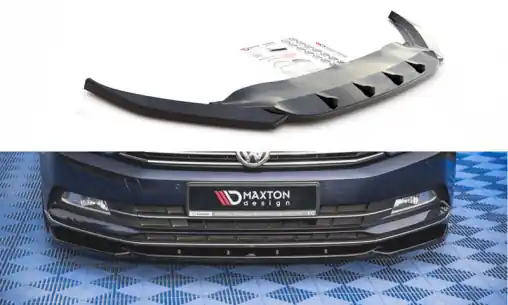Maxton Design spoiler pod přední nárazník pro Volkswagen Passat Mk8 (B8), černý lesklý plast ABS Jen Po Omezenou Doba