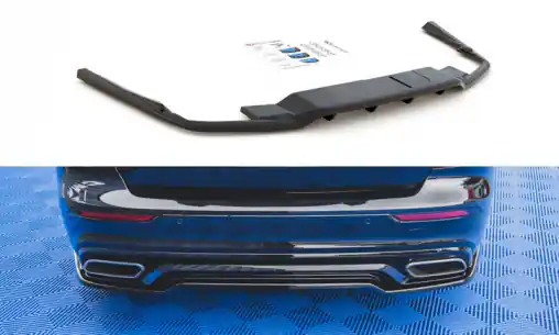 Sezónní Sleva Maxton Design středový spoiler pod zadní nárazník s žebrováním pro Volvo S60 Mk3, carbon-Look