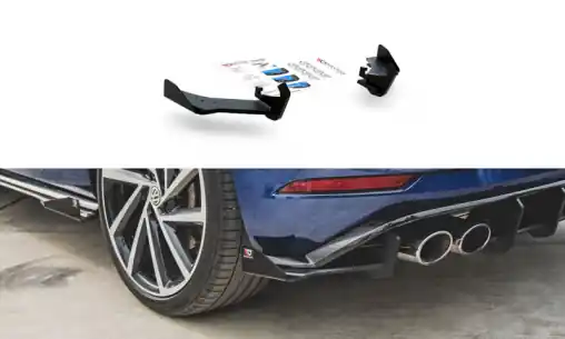 Přímo Od Výrobce Maxton Design "Racing durability" difuzory pod zad. nárazník s křidélky pro Volkswagen Golf R Mk7 Facelift, plast ABS bez povrchové úpravy, s červenou linkou