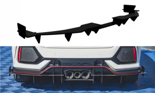 Maxton Design "Racing durability" vložka zadního nárazníku pro Honda Civic Mk10 Type-S/R, plast ABS bez povrchové úpravy, s červenou linkou Aktuální