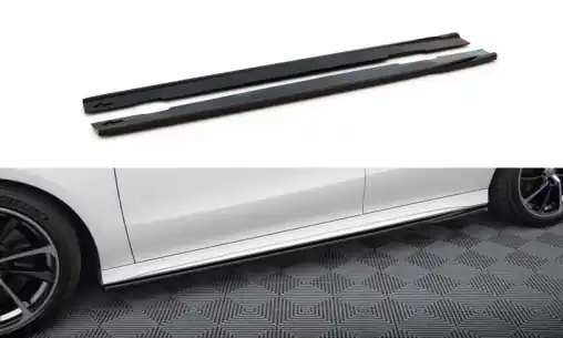 Maxton Design difuzory pod boční prahy pro Mercedes CLA C118/AMG-Line, černý lesklý plast ABS Akce